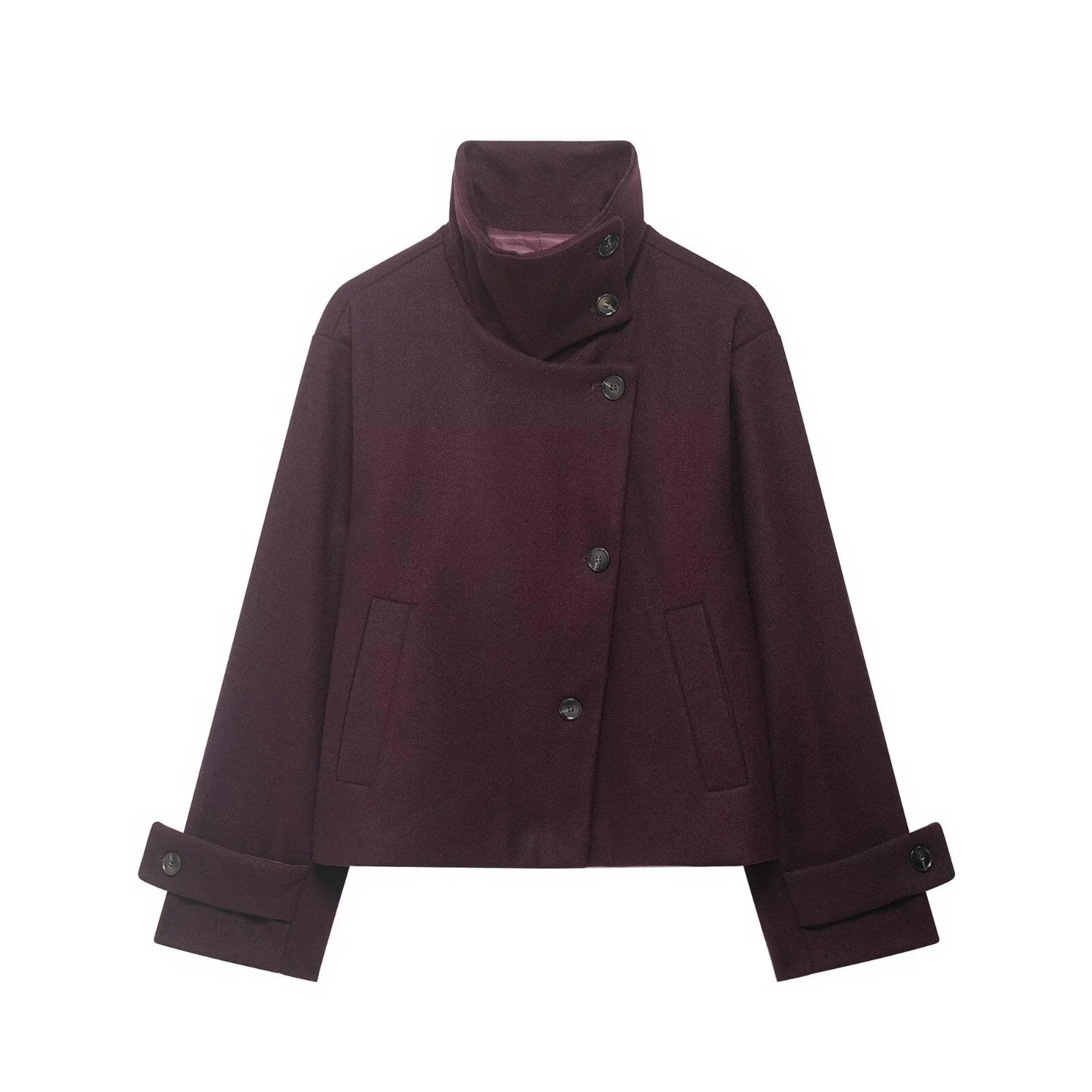 Manteau Court Femme en Laine – Col Montant, Coupe Élégante & Hiver - Vestico