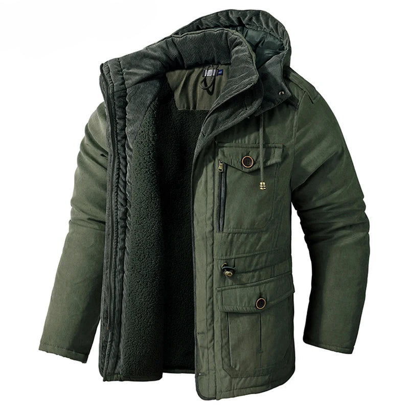 Parka Homme Chaude à Capuche Amovible – Veste Hiver LZLLTT en Polaire et Coton Décontractée - Vestico