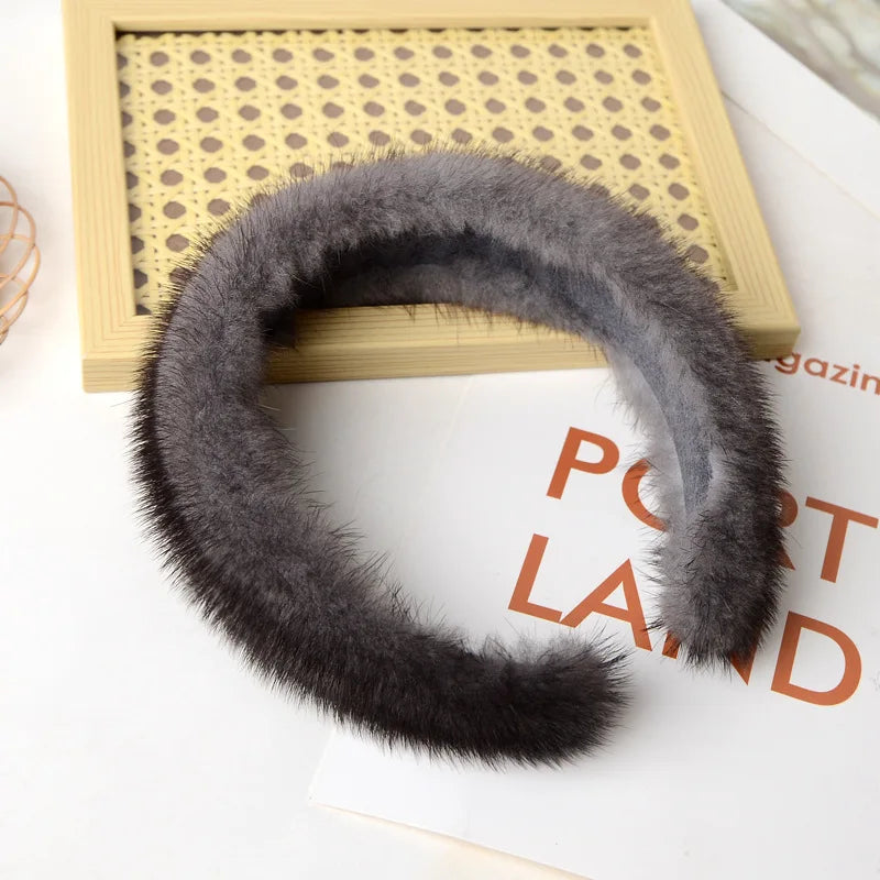 Bandeau Femme en Fourrure de Vison Véritable – Élégant & Luxueux