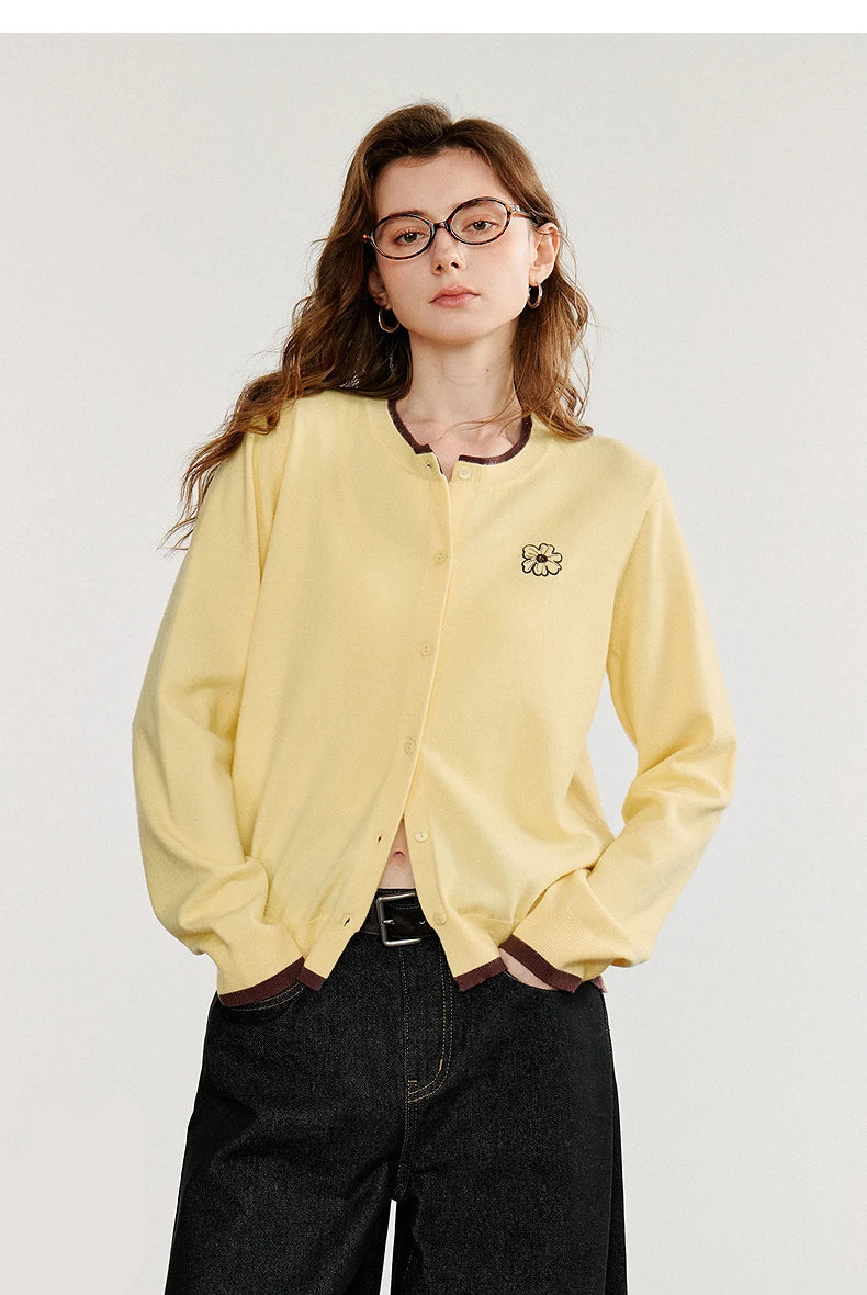 Cardigan Femme Vert Brodé – Élégance Automne/Hiver - Vestico