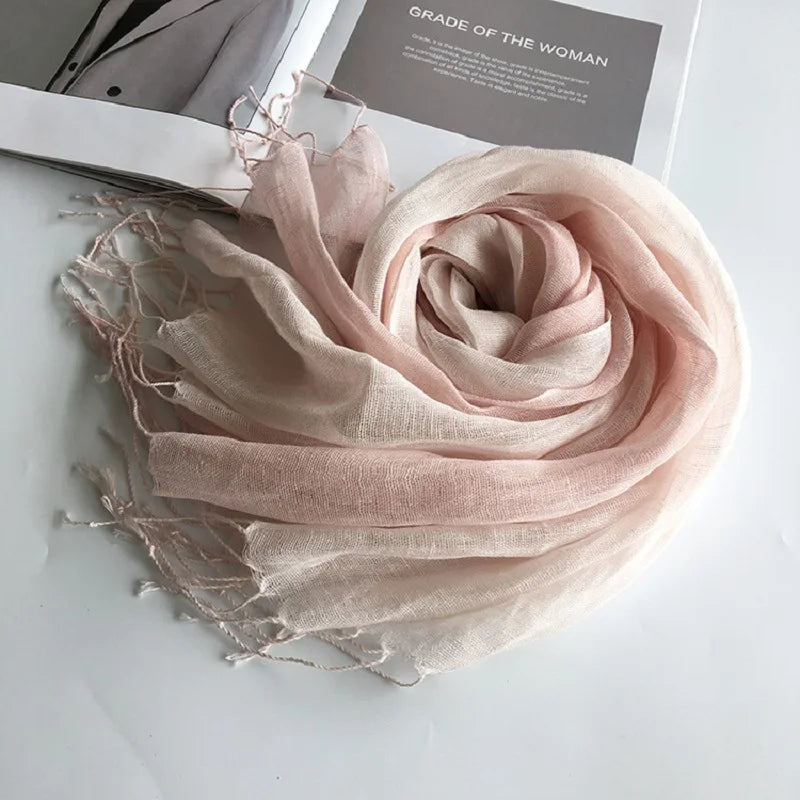 Écharpe Femme en Lin 100 % – Dégradé de Couleurs, Légère & Élégante