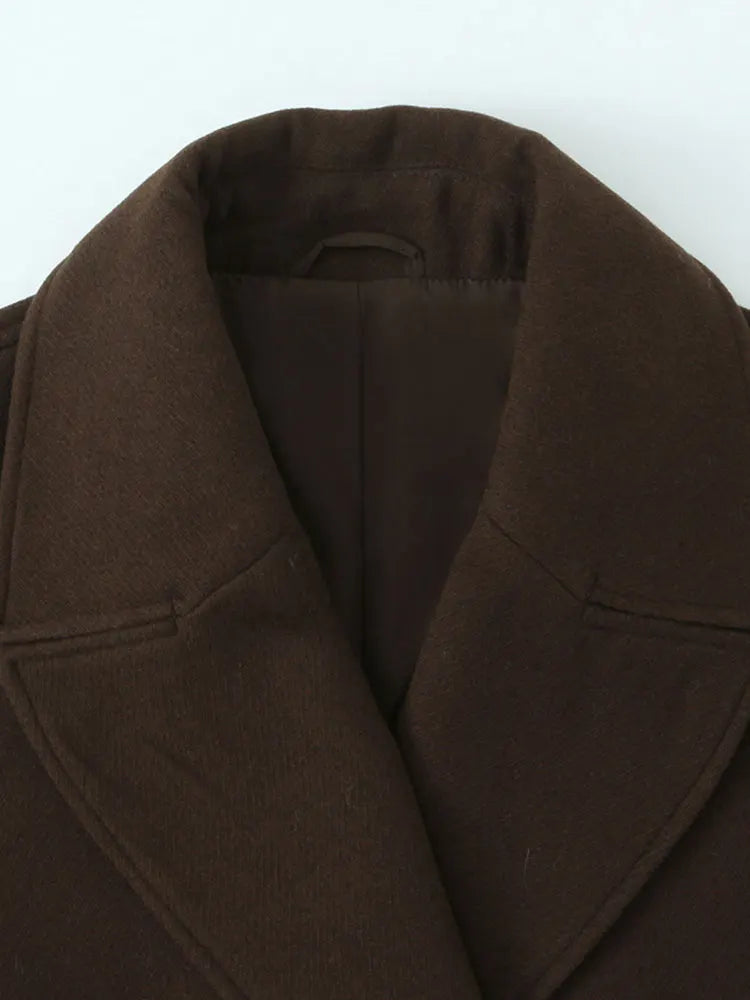 Manteau court femme vintage chic à double boutonnage avec poches