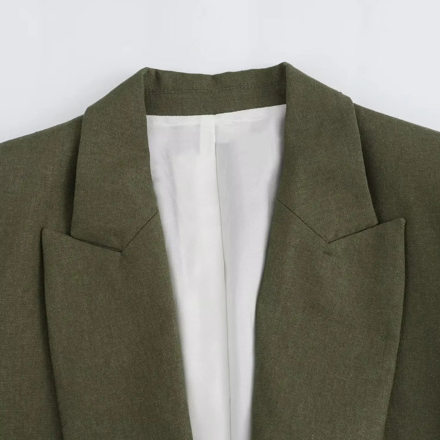 Blazer Femme Chic en Lin – Col Revers, Manches Longues Repliées, Style Business Décontracté - Vestico