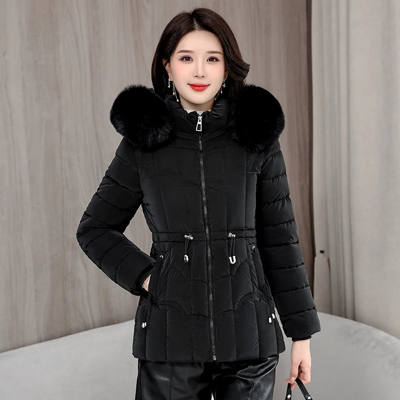 Doudoune Courte Femme à Capuche, Manteau Chaud Hiver 2025