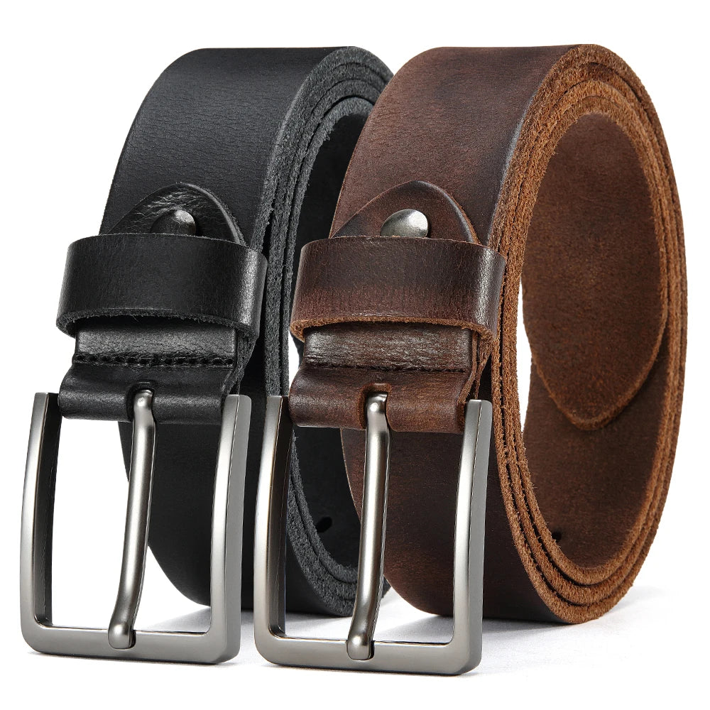 Ceinture Homme en Cuir – Boucle à Ardillon Métallique & Style Casual