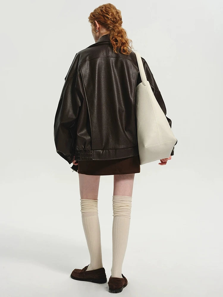 Veste Oversize Femme – Simili Cuir Rétro - Vestico