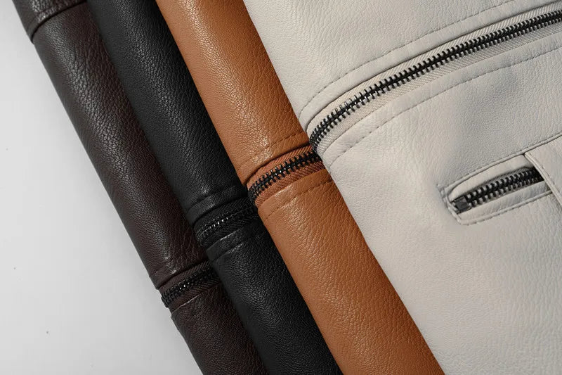 Veste Homme en Simili Cuir avec Capuche – Coupe Slim, Doublure Chaude, Style Motard Élégant - Vestico