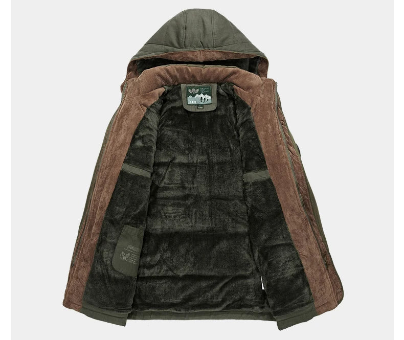Veste Hivernale Homme Épaisse et Chaude – Capuche Amovible, Style Armée Décontracté