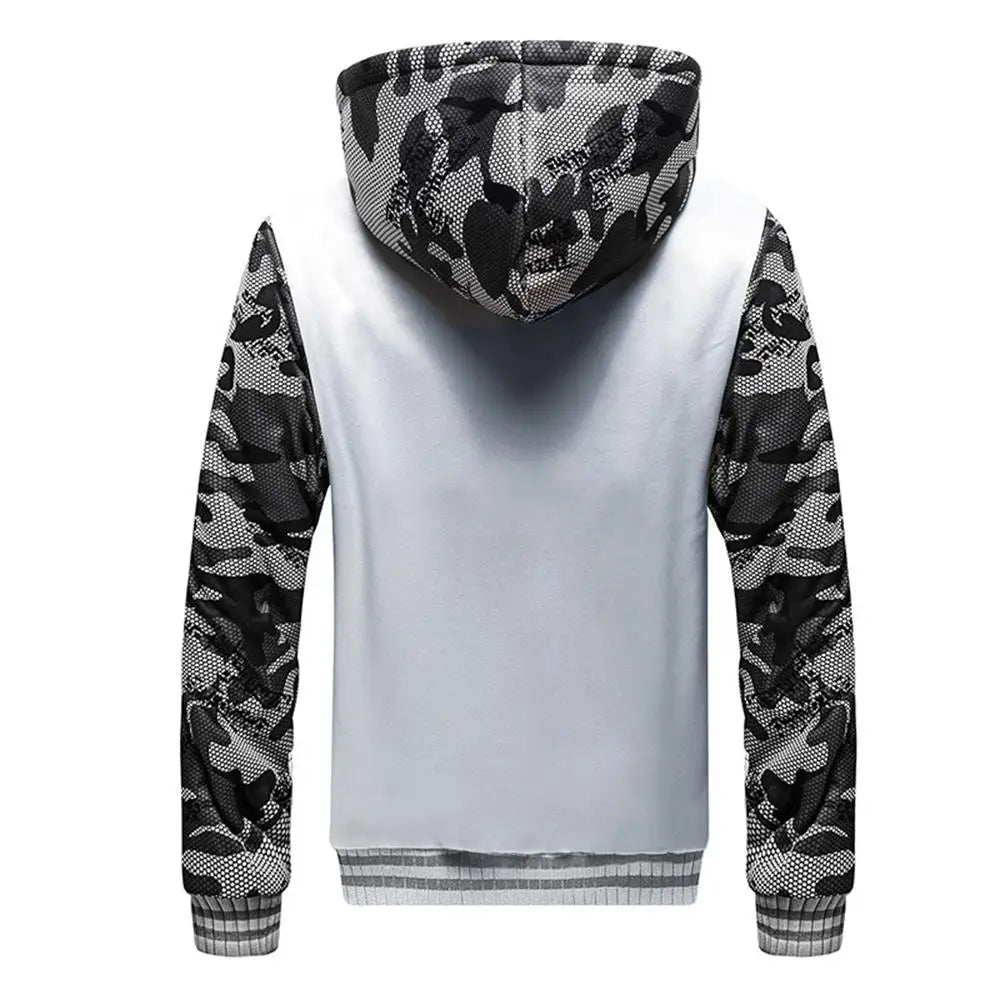 Veste Homme Camouflage Épaissie – Polaire Chaude, Capuche Ajustable, Style Streetwear Décontracté - Vestico