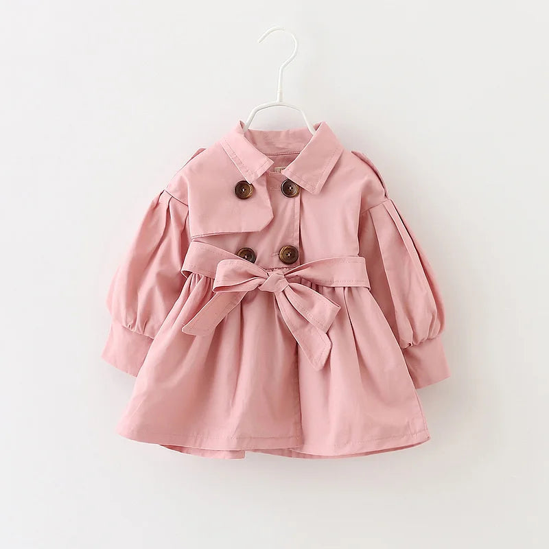 Trench Coat For Girl Children's Spring Cute Long Jacket 2024 New Kids Khaki Casual Outerwear Baby Khaki Fashion Windbreaker - Vestico