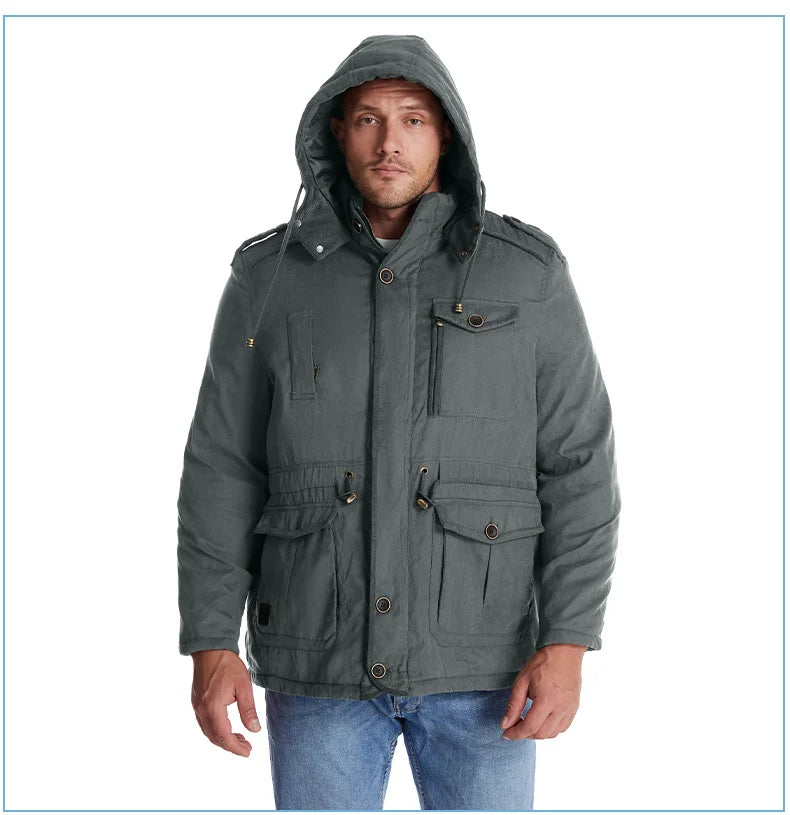 Parka Homme Chaude à Capuche Amovible – Veste Hiver LZLLTT en Polaire et Coton Décontractée - Vestico