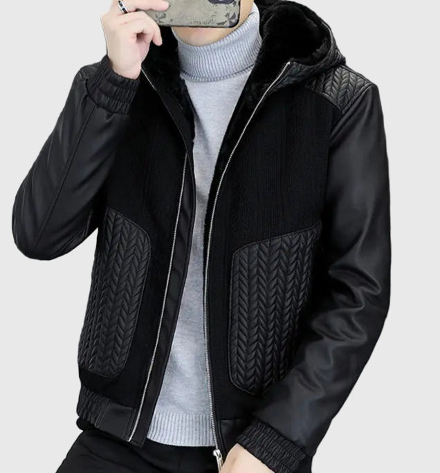 Veste Homme Hiver en Similicuir Épais – Style Streetwear avec Col Revers - Vestico