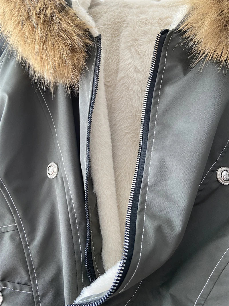 Parka d’hiver à capuche avec col en fausse fourrure – style Y2K streetwear