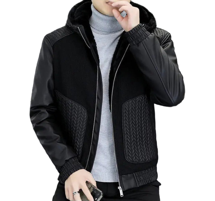 Veste Homme Hiver en Similicuir Épais – Style Streetwear avec Col Revers - Vestico