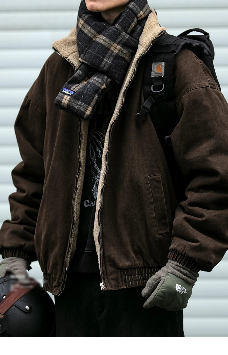 Veste Polaire Japonaise Vintage Homme – Épaisse et Chaude, Style Coréen Streetwear Décontracté - Vestico
