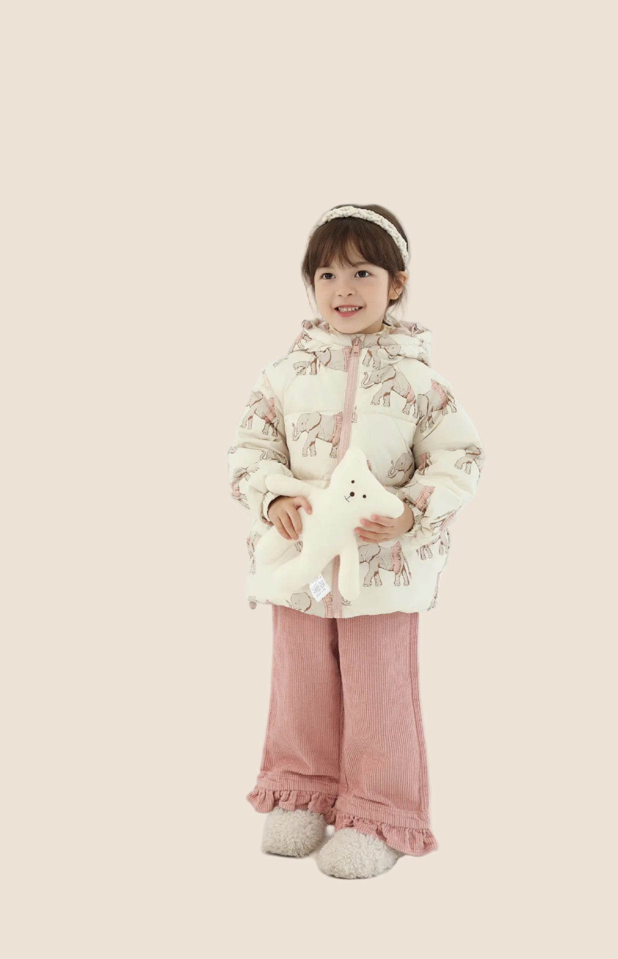 Doudoune Hiver Enfant – Motifs Lapin & Éléphant, Chaude et Coupe-Vent (18M à 7 Ans) - Vestico