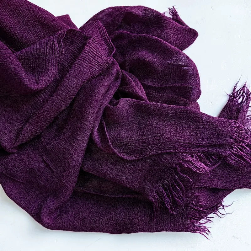 61 Colors Soft Cotton Viscose Scarf Rayon Material Muslim Hijab Mid Eastern Plain Solid Color Headscarf With Tassel - Vestico