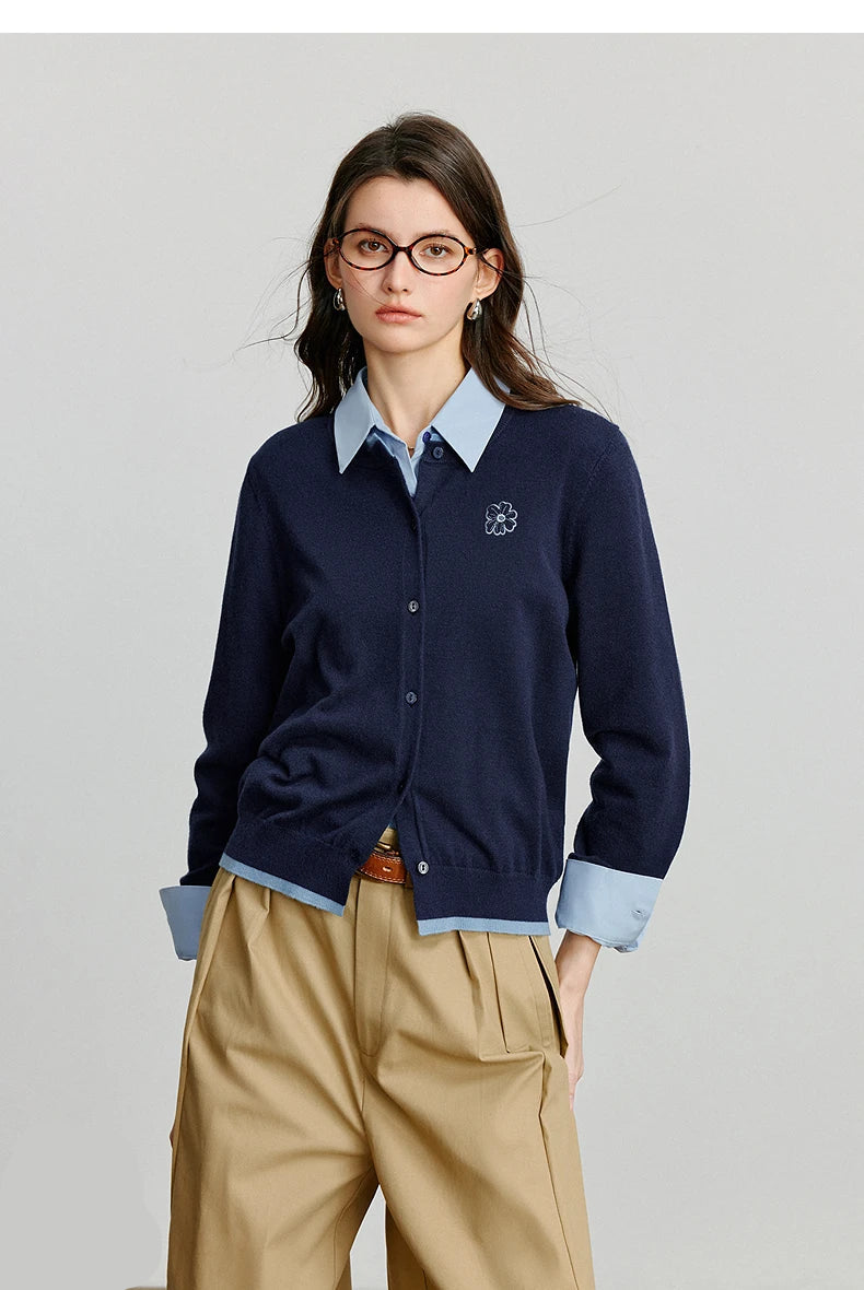 Cardigan Femme Vert Brodé – Élégance Automne/Hiver - Vestico