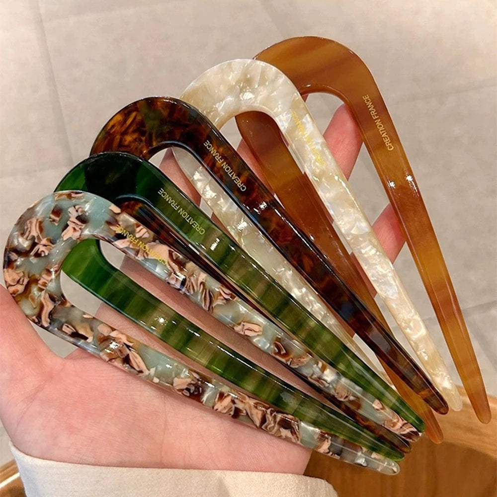 Pic à Cheveux en U Effet Écaille – Barrette Géométrique Élégante