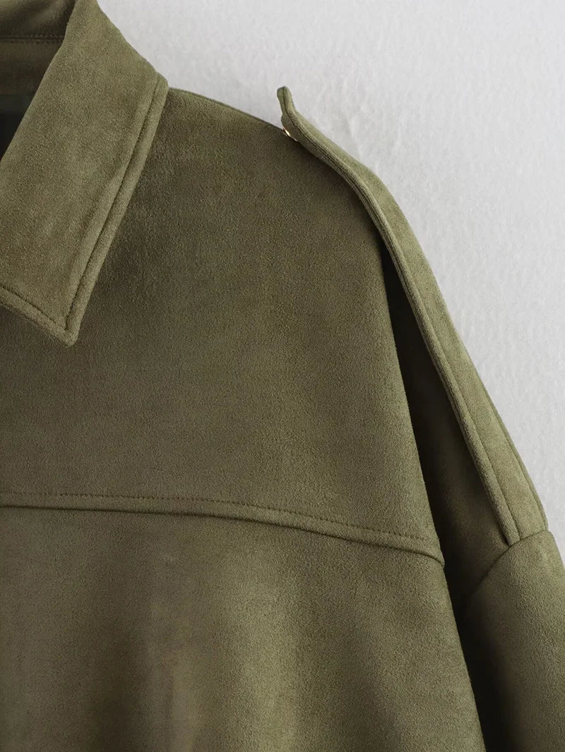 Bomber Femme Vintage – Veste Chic à Col Revers et Manches Longues - Vestico