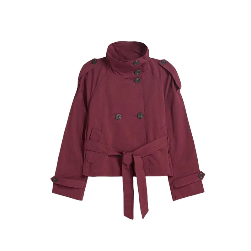 Trench Court Femme Chic – Double Boutonnage et Ceinture à la Taille - Vestico