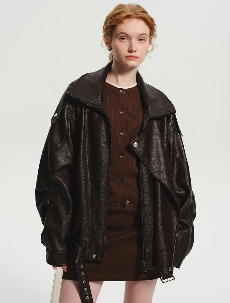 Veste Oversize Femme – Simili Cuir Rétro - Vestico