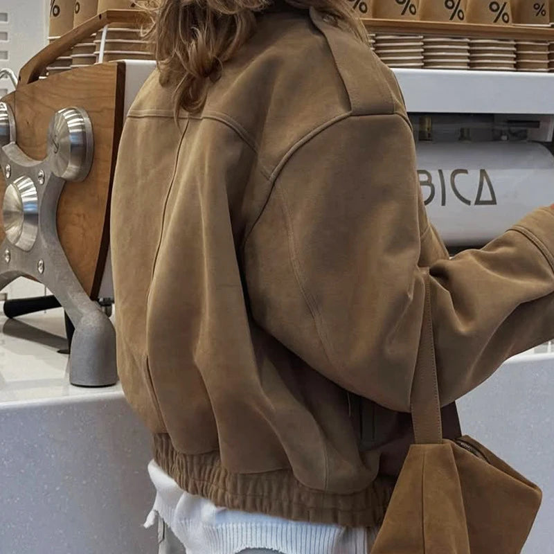 Manteau Court Femme Chic – Col Montant, Fermeture Zippée et Poches - Vestico