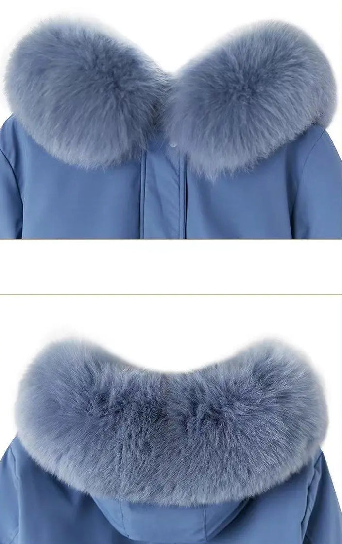 Manteau d’Hiver à Capuche en Coton Épais, Col en Fourrure, Style Coréen Décontracté
