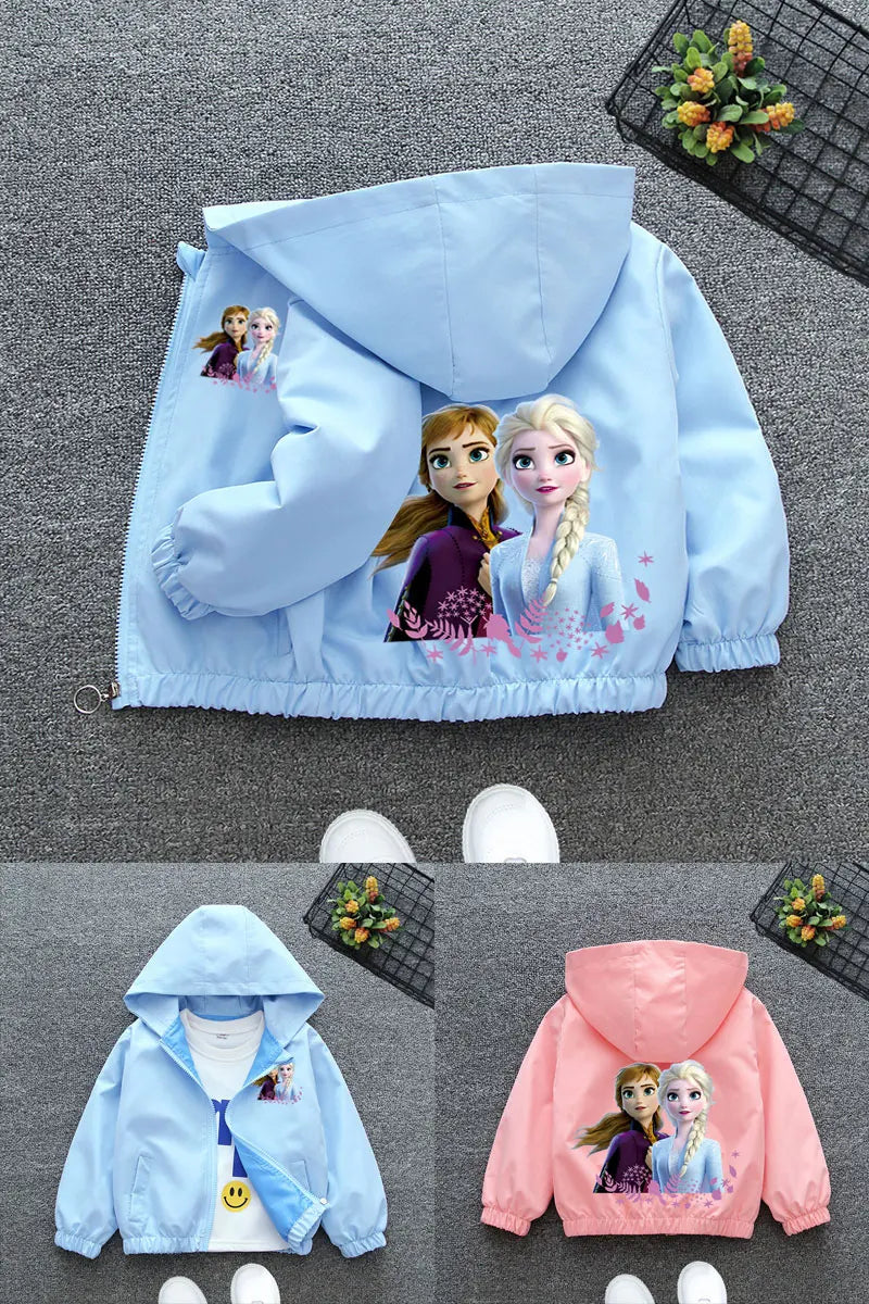 Autumn Baby Girls Cartoon Jacket Kids Minnie Mickey Mouse Coats Spring Fashion Frozen Elsa Hooded Windbreaker Clothing Outerwear - Vestico