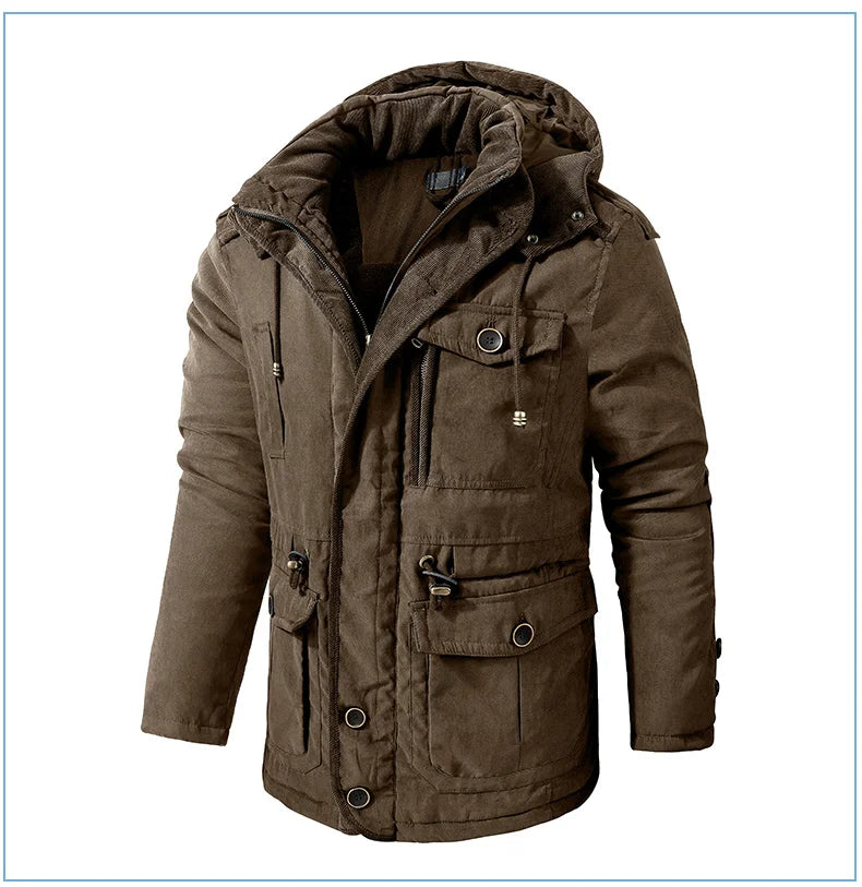 Parka Homme Chaude à Capuche Amovible – Veste Hiver LZLLTT en Polaire et Coton Décontractée - Vestico