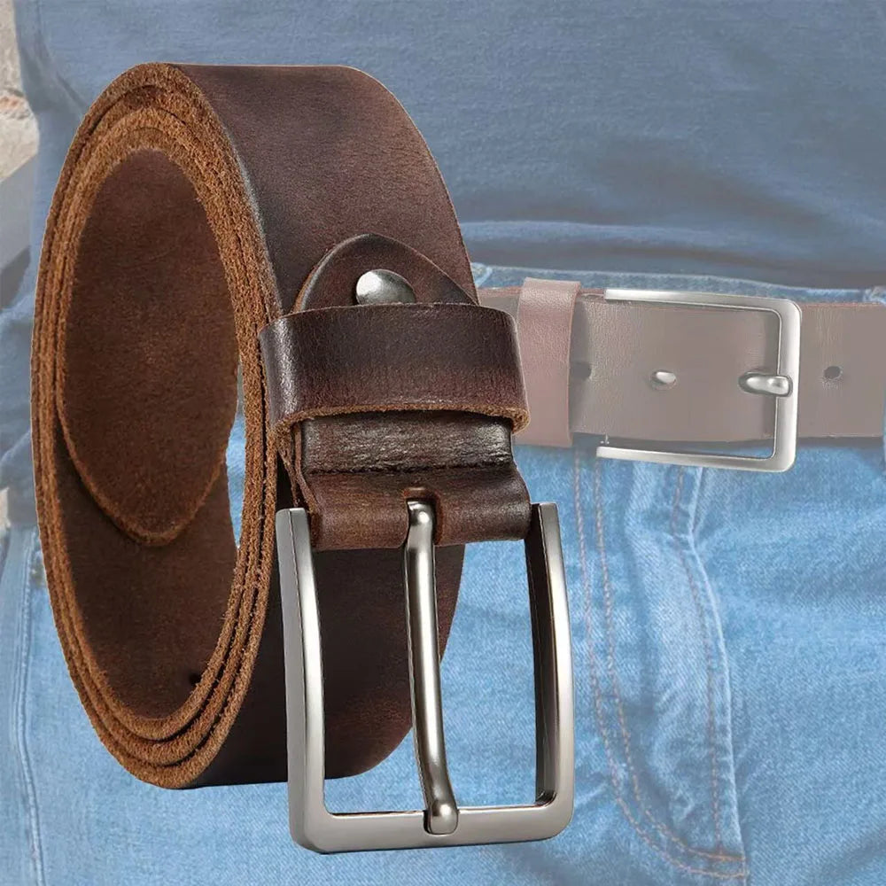 Ceinture Homme en Cuir – Boucle à Ardillon Métallique & Style Casual