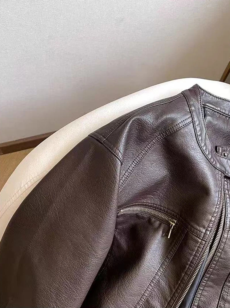 Veste Crop Simili cuir Femme – Style Y2K - Vestico