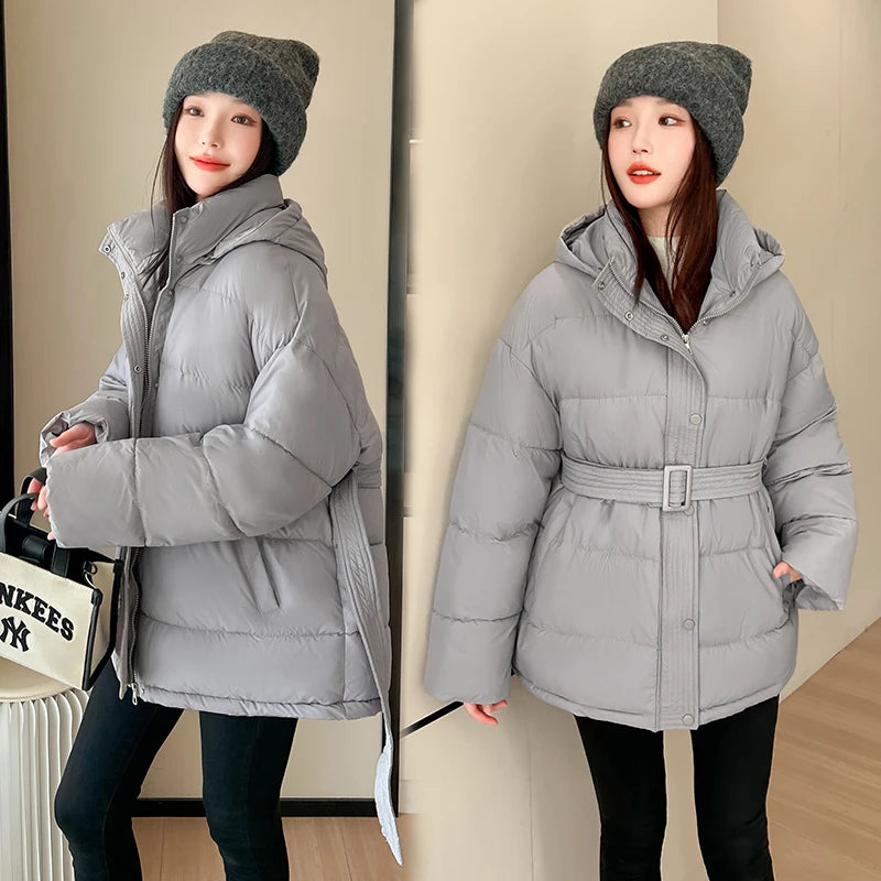 Manteau Matelassé Femme Hiver – Coupe Ample Zippée avec Ceinture