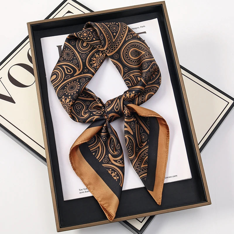 Bohemian Style Print Luxury Brand Silk Square Scarf Women Satin Shawls Neckerchief Wrap Scarves Bandana Hair Hjiab Floral - Vestico