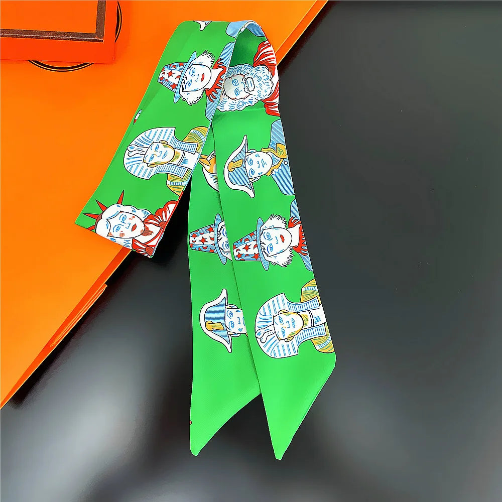 Foulard Femme Imprimé – Écharpe Fine en Soie, Accessoire pour Sac & Cheveux - Vestico