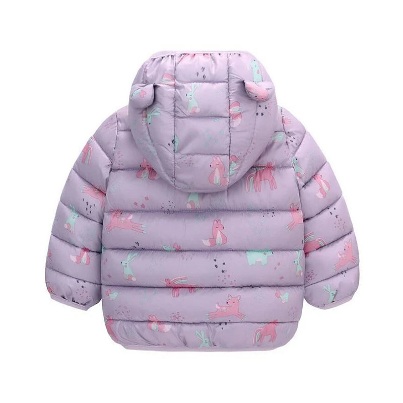 Children Boys Baby Hooded Lightweight Down Jackets Warm Outerwear Autumn Kids Girls Coats Cartoon Dinosaur Print Casual Clothing - Vestico