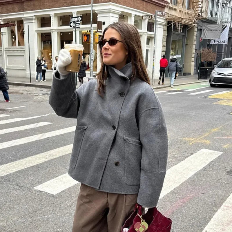 Manteau Femme Oversize en Laine Mélangée – Élégance Automne/Hiver - Vestico