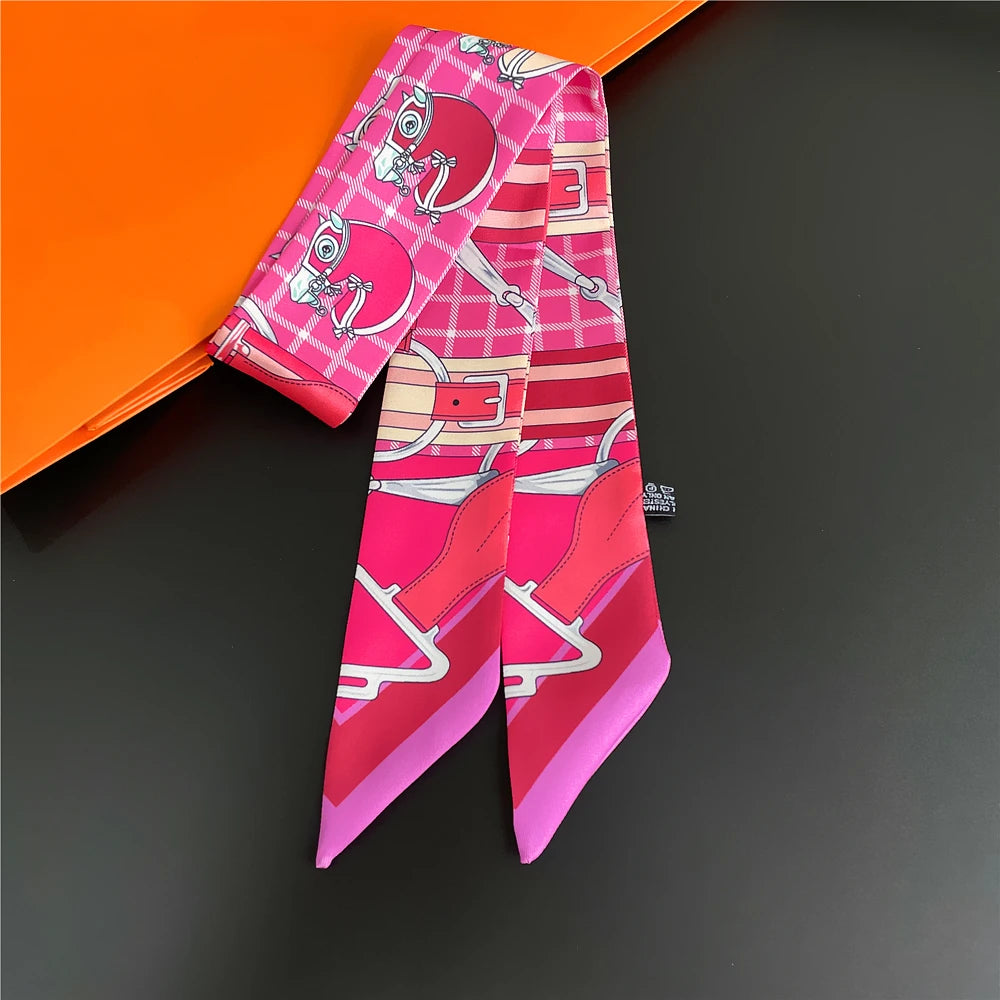 Foulard Femme Imprimé – Écharpe Fine en Soie, Accessoire pour Sac & Cheveux - Vestico