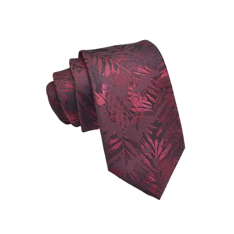 Cravate Homme en Jacquard – Motifs Floraux & Pois, 145 × 8 cm
