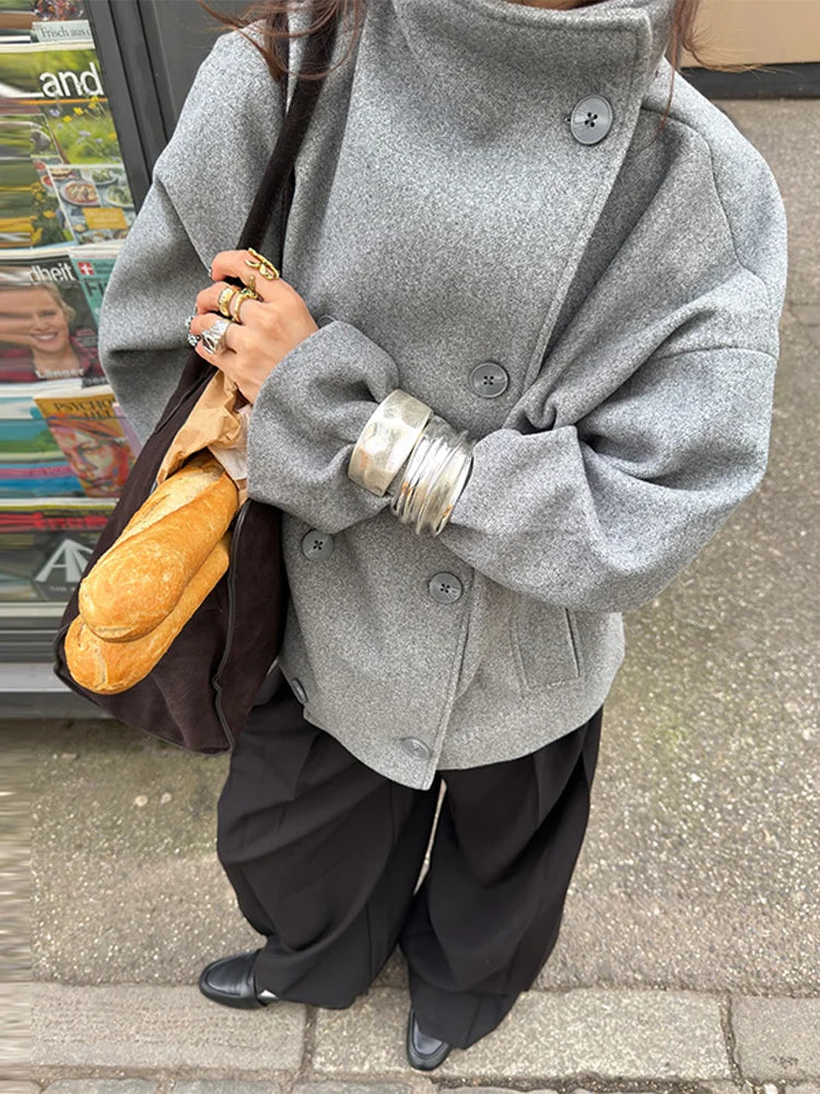 Veste Femme Laine & Cachemire Col Roulé – Style Casual Automne/Hiver 2025 - Vestico