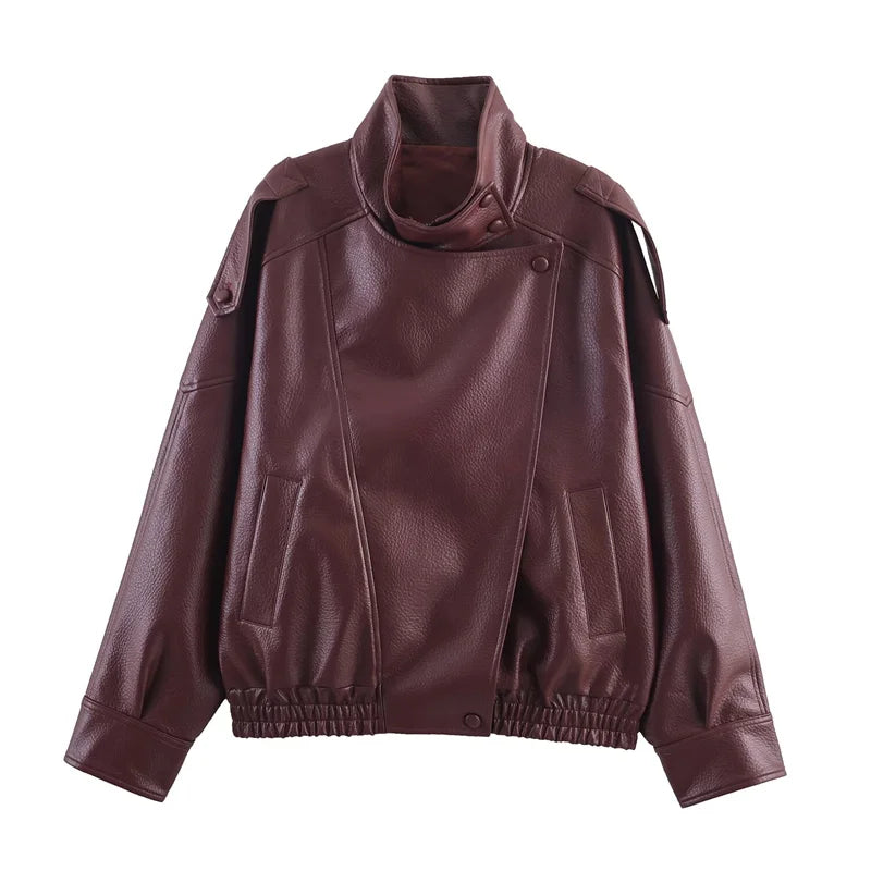 Veste en Similicuir Femme – Noir, Coupe Moto & Style Tendance