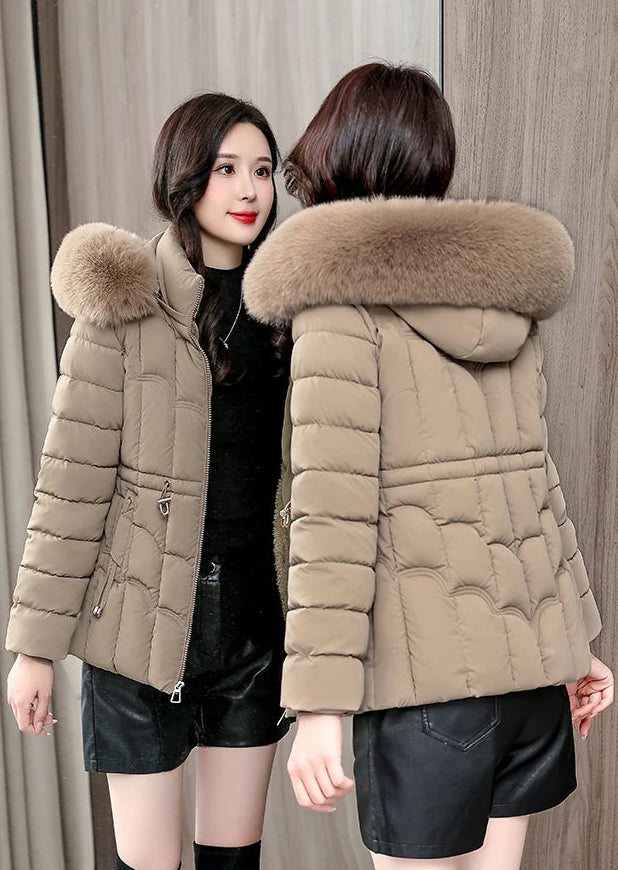Doudoune Courte Femme à Capuche, Manteau Chaud Hiver 2025