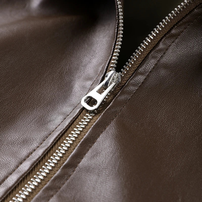 Veste Bomber Femme Simili Cuir Vintage – Coupe Loose avec Ceinture - Vestico