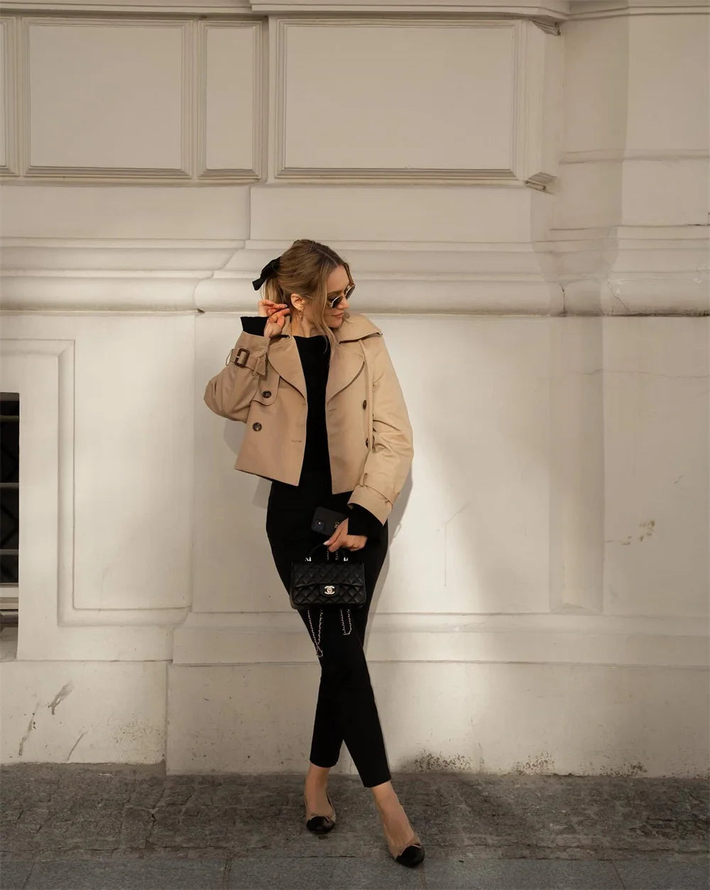 Veste Femme Courte Vintage – Trench Double Boutonnage Chic - Vestico