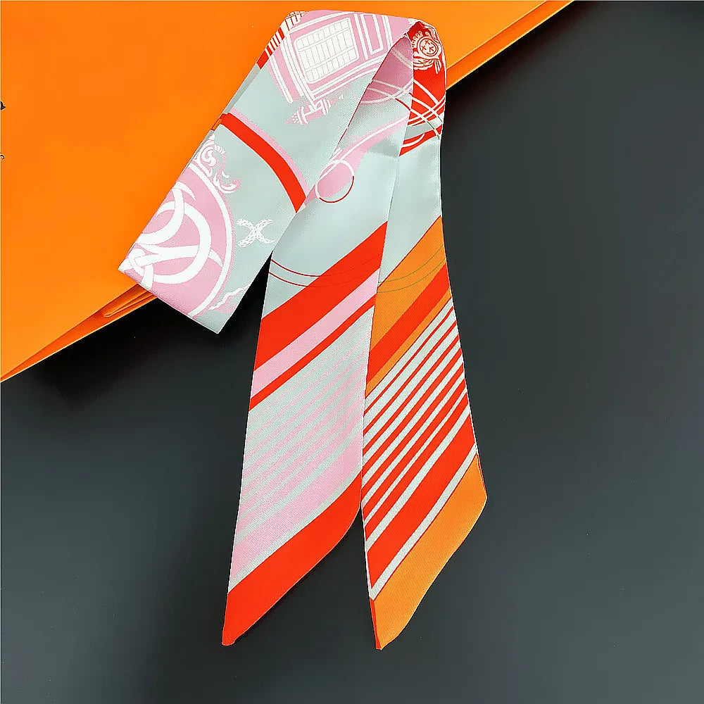 Foulard Femme Imprimé – Écharpe Fine en Soie, Accessoire pour Sac & Cheveux - Vestico