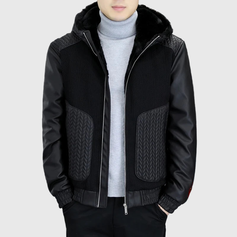 Veste Homme Hiver en Similicuir Épais – Style Streetwear avec Col Revers - Vestico