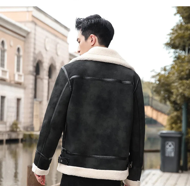 Veste Homme en Similicuir – Style Coréen Slim avec Col Fourrure - Vestico