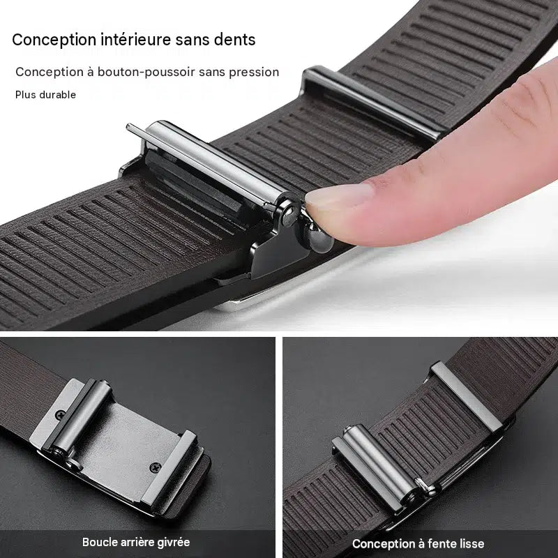 Ceinture Homme en Cuir Véritable – Boucle Automatique & Style Élégant