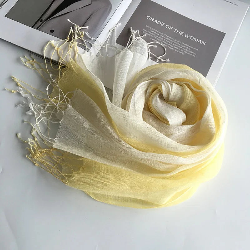 Écharpe Femme en Lin 100 % – Dégradé de Couleurs, Légère & Élégante