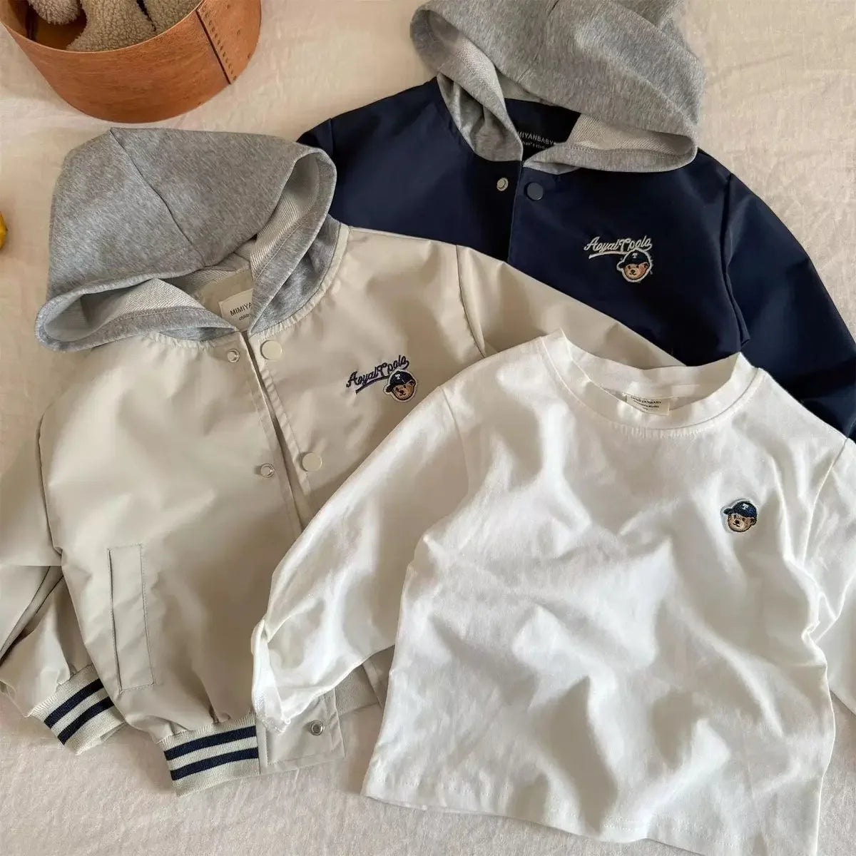 New Spring Autumn Outdoor Clothes for Children Baseball Uniform Boys Loose Casual Jacket Outerwear Girls Cartoon Hooded Jacket - Vestico